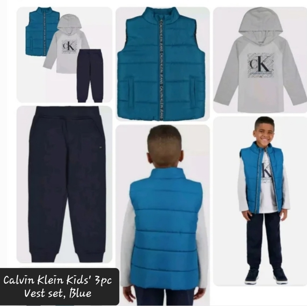 Calvin Klein Kids' 3pc Vest Set, Blue